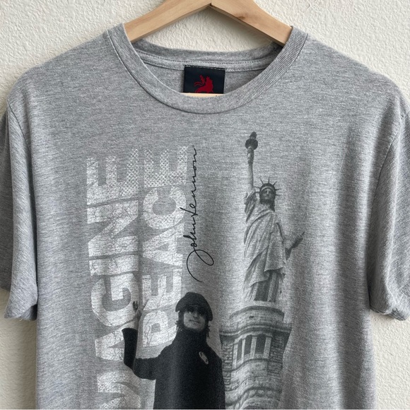 ZION ROOTSWEAR Light Grey John Lennon Imagine Peace NYC Short Sleeve Graphic Tee - Picture 2 of 9